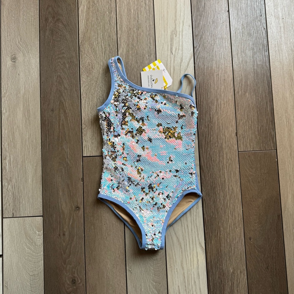 Shade Critters Girls Paillette One Shoulder One Piece Swimsuit | Size: 6 |
